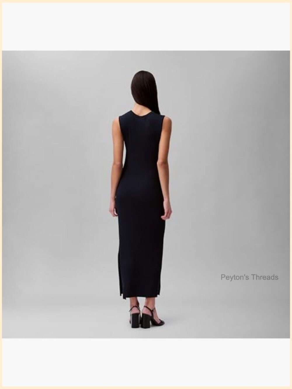 Viscose Ribbed Maxi Dress Slim Bodycon Sleeveless Crewneck - Picture 4 of 4